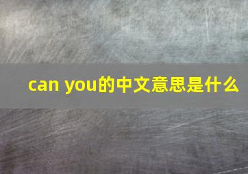 can you的中文意思是什么